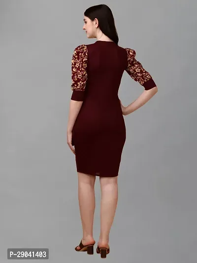 Adokedo Women Bodycon Maroon Dress-thumb2