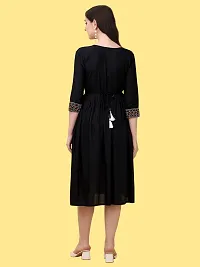 Adokedo Women A line Black Dress-thumb1