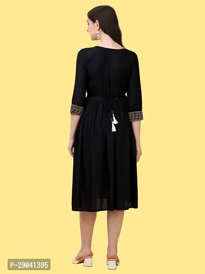 Adokedo Women A line Black Dress-thumb2