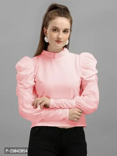 DL Fashion Casual Full Sleeve Solid Women Pink Top-thumb0