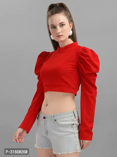 Elegant Red Viscose Rayon Solid Top For Women-thumb0