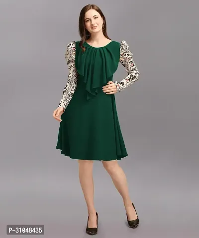 Stylish Green Polyester Solid Dress For Women-thumb0