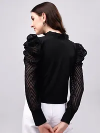 Elegant Black Polyester Solid Top For Women-thumb1