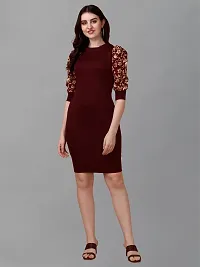 Stylish Maroon Cotton Blend Solid Dress For Women-thumb3