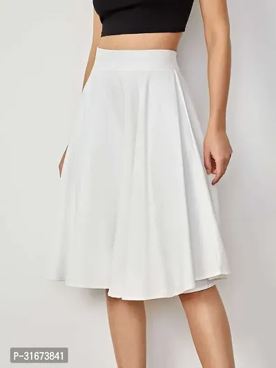 Stylish White Polyester Solid Skirts For Women-thumb3