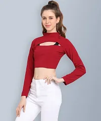 Elegant Red Polyester Solid Top For Women-thumb2