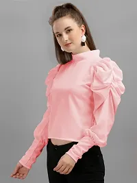 Elegant Pink Polyester Solid Top For Women-thumb2