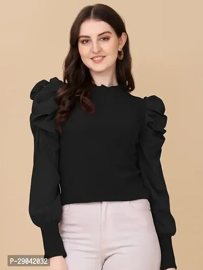 Casual Solid Women Black Top-thumb0