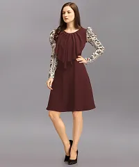 DL Fashion Women Fit and Flare Maroon Dress-thumb2