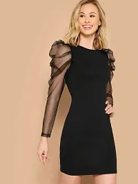 Stylish Black Polyester Solid Dress For Women-thumb2