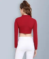 Elegant Red Polyester Solid Top For Women-thumb1