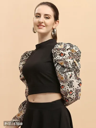 Elegant Black Viscose Rayon Printed Top For Women-thumb3