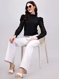 Elegant Black Polyester Solid Top For Women-thumb3