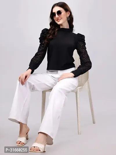 Elegant Black Polyester Solid Top For Women-thumb4