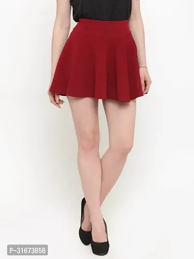 Stylish Maroon Polyester Solid Skirts For Women-thumb0