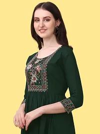 Stylish Green Viscose Rayon Embroidered Dress For Women-thumb3