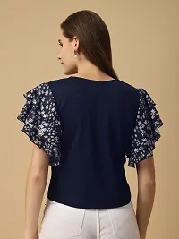 Elegant Blue Viscose Rayon Printed Top For Women-thumb1