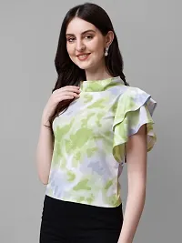 Elegant Green Cotton Blend Printed Top For Women-thumb2