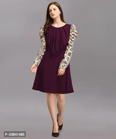 DL Fashion Women Fit and Flare Purple Dress-thumb0