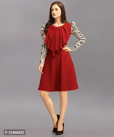 Stylish Red Polyester Solid Dress For Women-thumb3