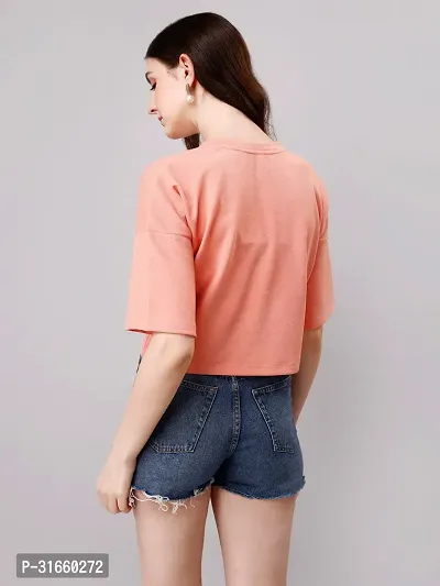 Elegant Peach Crepe Solid Top For Women-thumb2