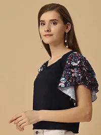 Elegant Blue Viscose Rayon Printed Top For Women-thumb2