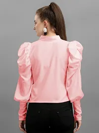 Elegant Pink Polyester Solid Top For Women-thumb1