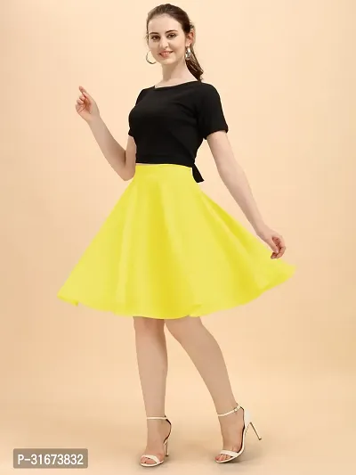 Stylish Yellow Polyester Solid Skirts For Women-thumb4