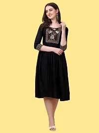 Stylish Black Viscose Rayon Embroidered Dress For Women-thumb3