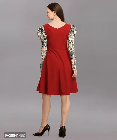 DL Fashion Women Fit and Flare Red Dress-thumb2