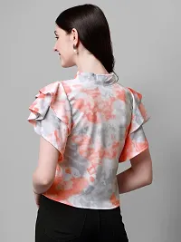 Casual Printed Women Orange Grey White Top-thumb1