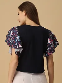 DL Fashion Casual Printed Women Blue Top-thumb1