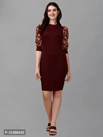 Stylish Maroon Cotton Blend Dresses For Women-thumb0