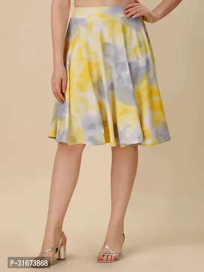 Stylish Yellow Polyester Printed Skirts For Women