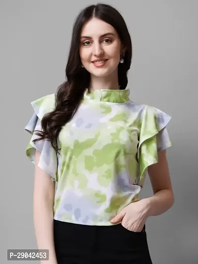 Casual Printed Women Green Top