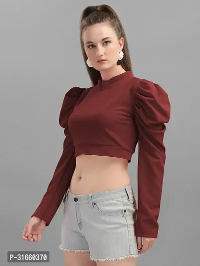 Elegant Maroon Viscose Rayon Solid Top For Women-thumb3