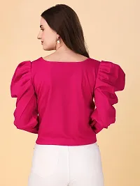 Elegant Pink Polyester Solid Top For Women-thumb1