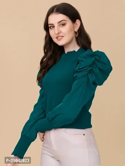 Casual Solid Women Dark Green Top-thumb0