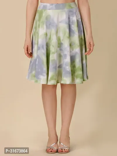 Stylish Green Polyester Printed Skirts For Women