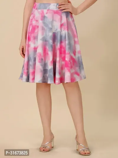 Stylish Pink Polyester Printed Skirts For Women