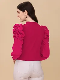 Elegant Pink Polyester Solid Top For Women-thumb1