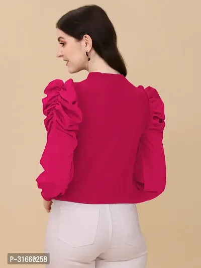 Elegant Pink Polyester Solid Top For Women-thumb2