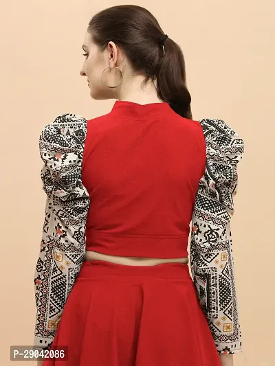 Adokedo Party Geometric Print Women Red Top-thumb2