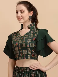 Elegant Green Silk Self Design Top For Women-thumb2