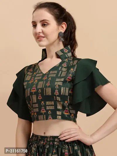 Elegant Green Silk Self Design Top For Women-thumb3