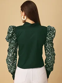 DL Fashion Casual Geometric Print Women Green Top-thumb1