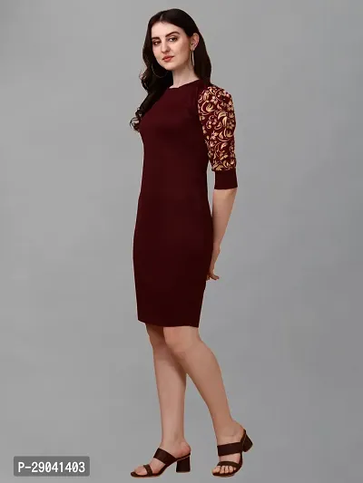 Adokedo Women Bodycon Maroon Dress-thumb3