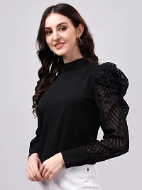 Elegant Black Polyester Solid Top For Women-thumb2