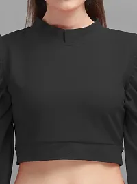 Elegant Black Viscose Rayon Solid Top For Women-thumb3