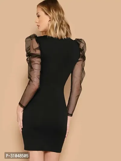 Stylish Black Polyester Solid Dress For Women-thumb2